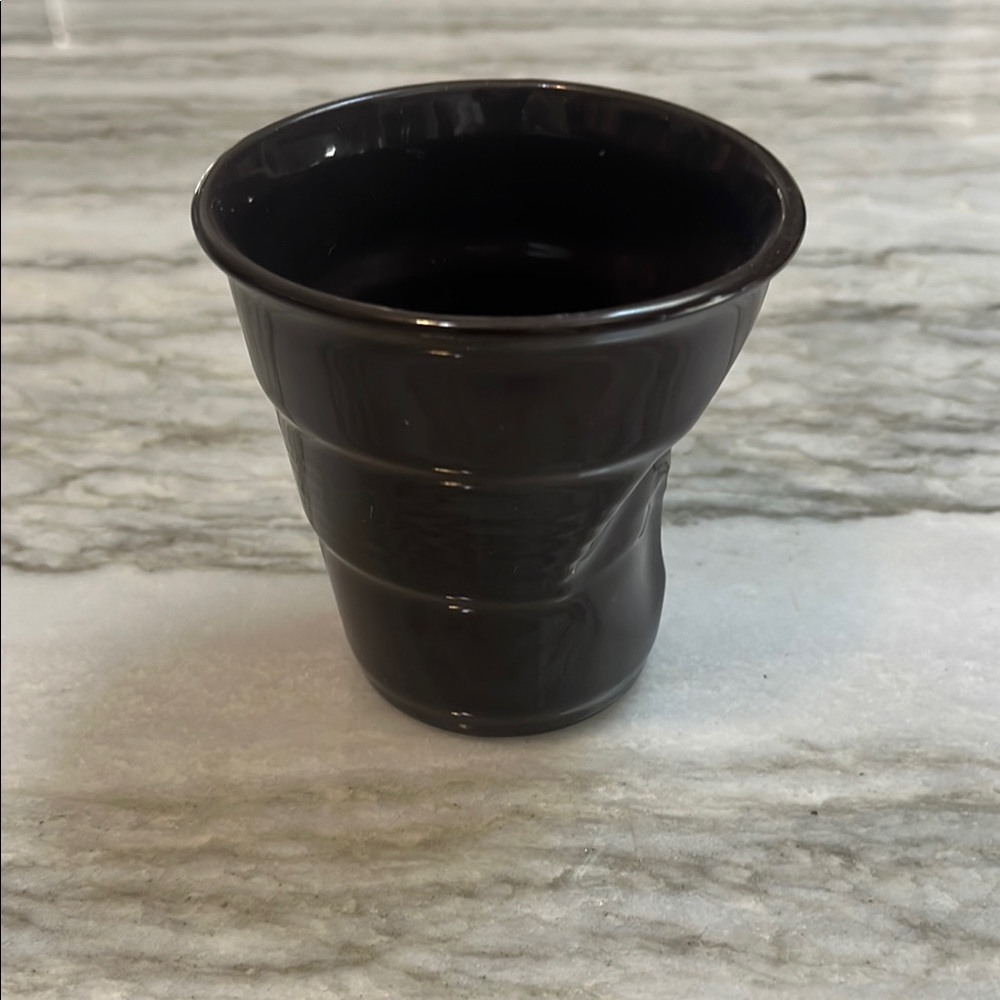 Revol France Froisses porcelain crumpled brown mug cup